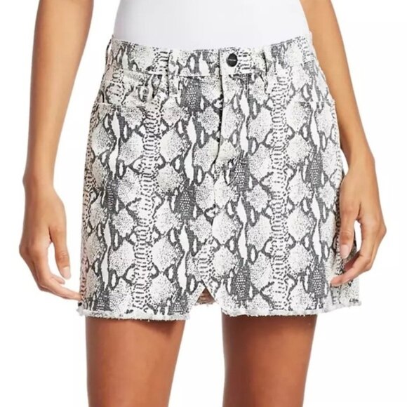 FRAME DENIM Le Mini Skirt Python Print Stretch Cotton Gris Multi Women’s Size 29 - Picture 1 of 8